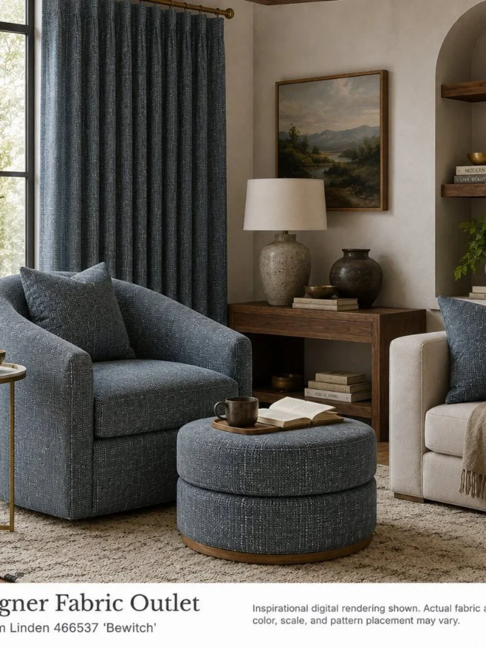 MAHARAM LINDEN Bewitch 5 Yards Blue Gray Wool Fabric Luxury Designer